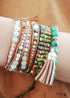 Boho Bracelet, Stretchy Bracelet, Blue and Brown Elephant Tibetan